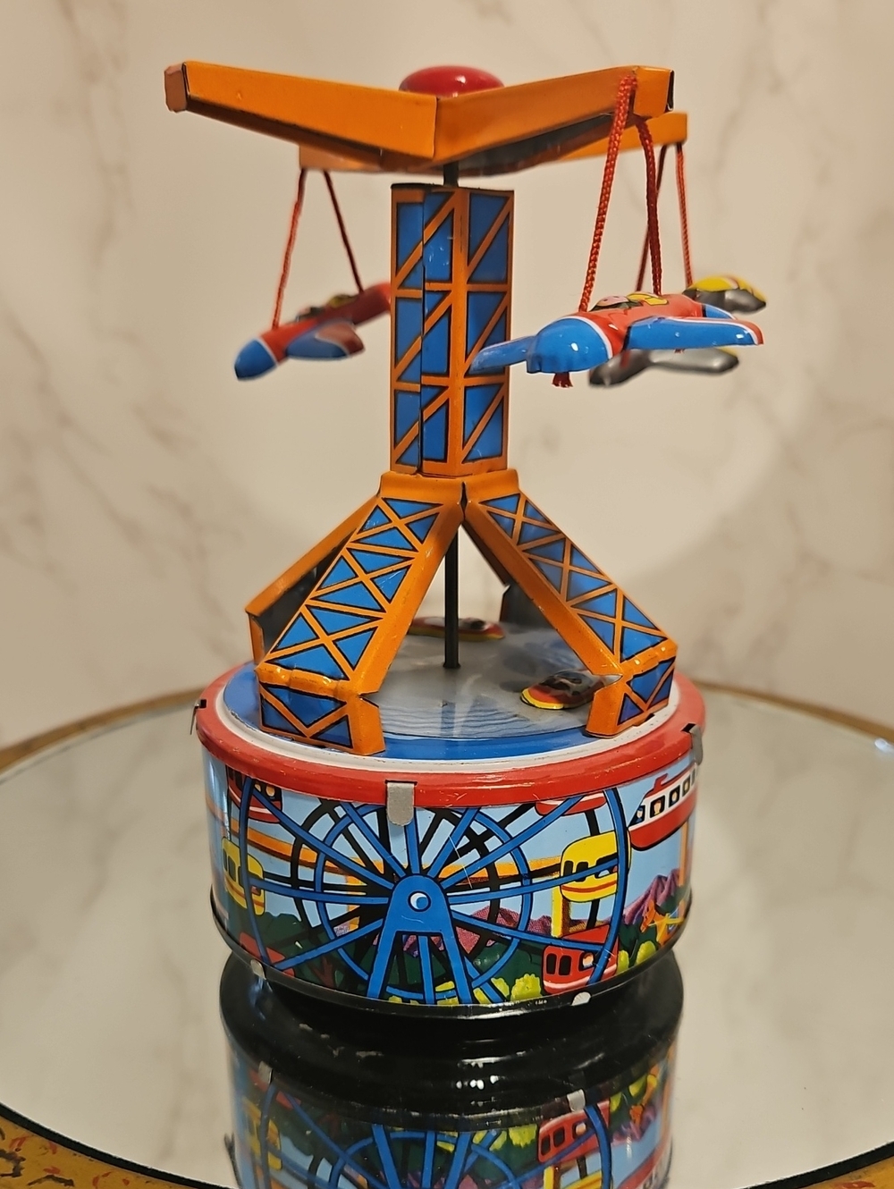 Vintage Airplane Tin Toy Works!